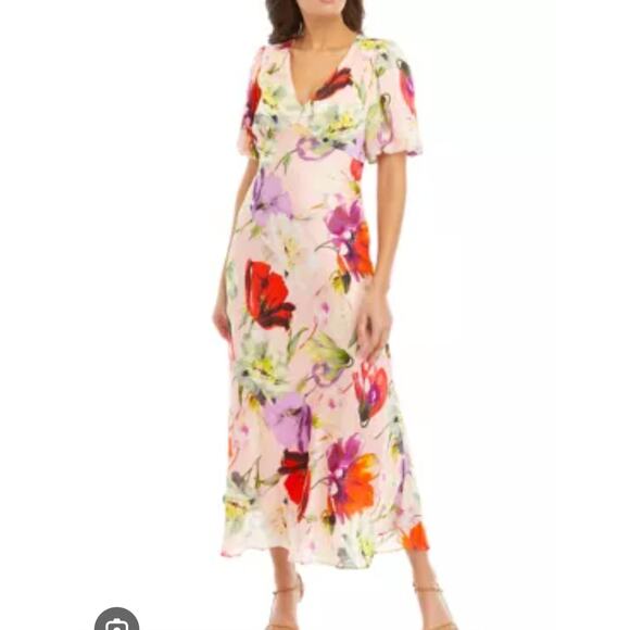 Taylor Pink Floral Maxi Dress Size 8 NWT - Picture 1 of 4